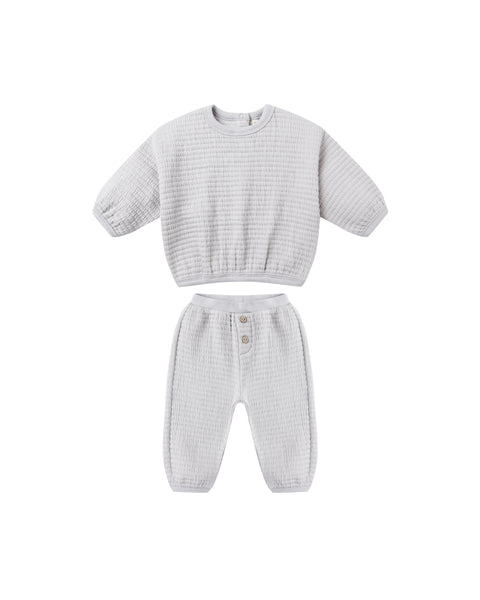 Quincy Mae - Textured Sweat Set - Frost