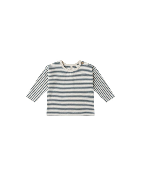Quincy Mae - Long Sleeve Tee - Ocean Micro Stripe