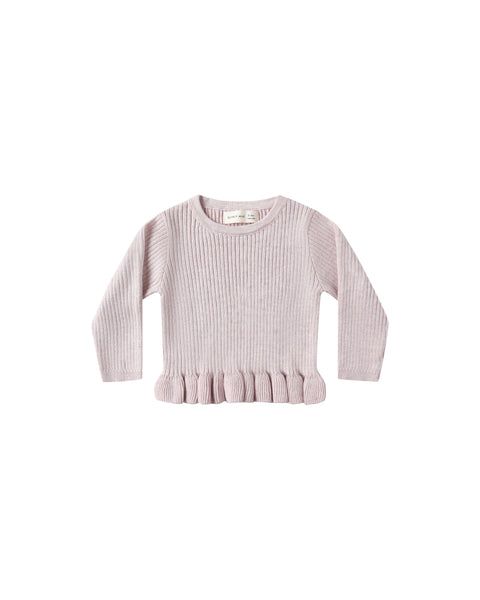 Quincy Mae - Rib Knit Peplum Top - Lilac