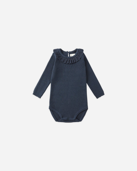 Rylee + Cru - Ruffle Collar Bodysuit - Navy