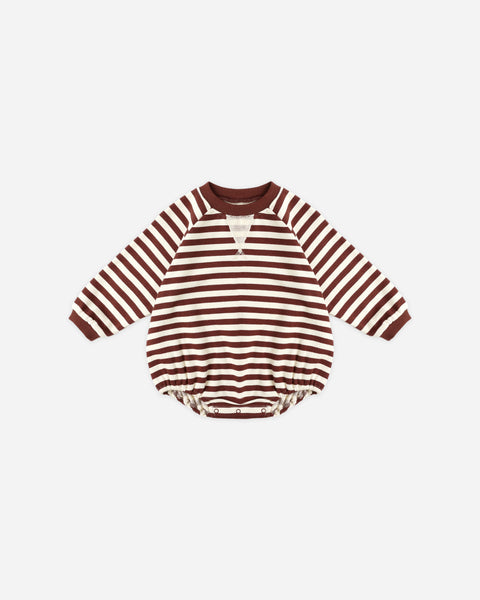 Rylee + Cru - Crewneck Romper - Burgundy Stripe