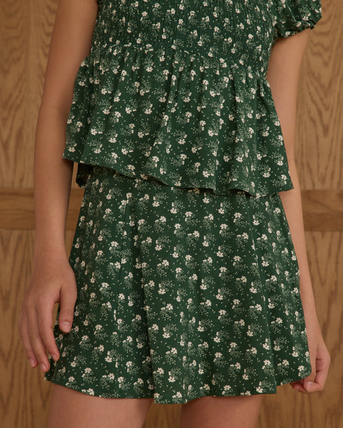 Rylee + Cru - Rachel Skirt - Green Ditsy