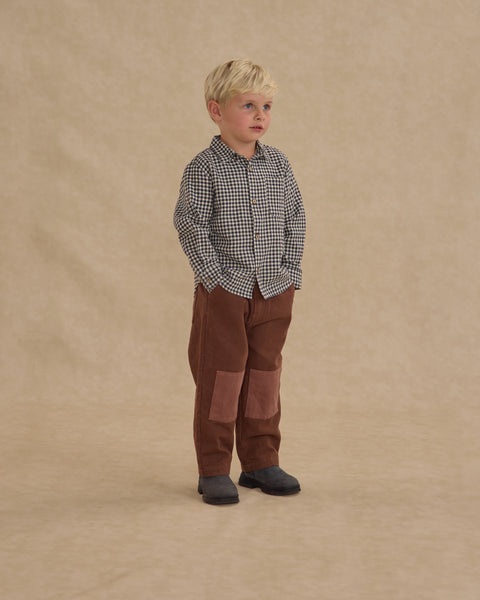 Rylee + Cru - Collared Long Sleeve Shirt - Black Gingham