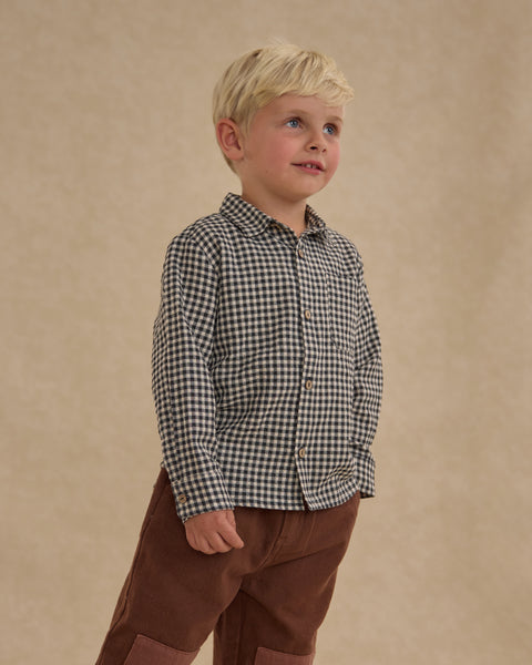 Rylee + Cru - Collared Long Sleeve Shirt - Black Gingham