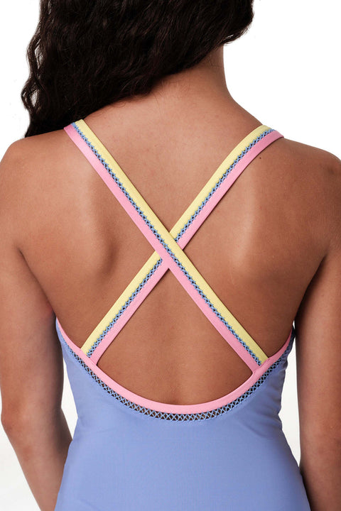 Crossed One-Piece Swimsuit - Orchid