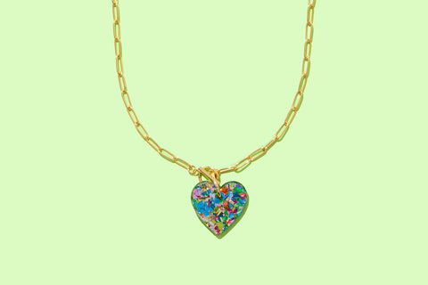 Taylor Elliott Designs - Necklace - Colorful Confetti Heart