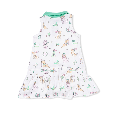 Angel Dear - Polo Tennis Dress w/ Cartwheel Short - Country Club Dogs Pink