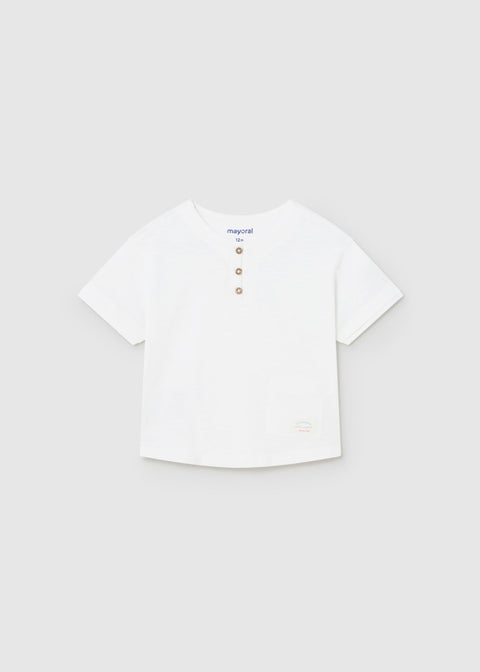 Mayoral - Short Sleeve Combined Linen Shirt - White