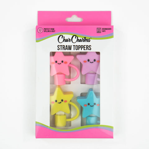 4 Pk Straw Toppers - Stars