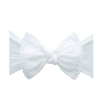 Baby Bling - Trimmed Classic Knot Headband - White Lace