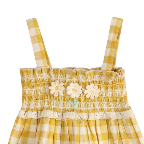 Viverano - Bonnie Smocked Baby Dress + Bloomer - Yellow Gingham