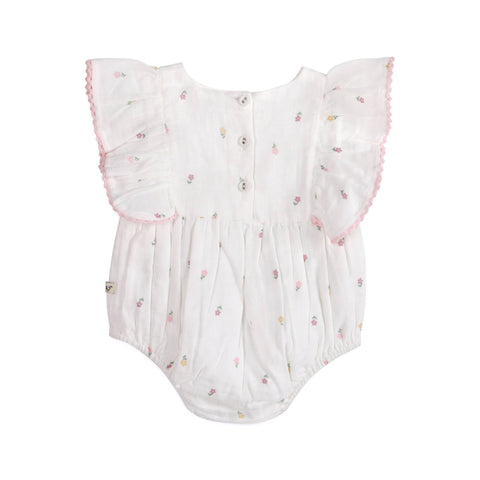Viverano - Margot Flower Baby Romper + Headband - White