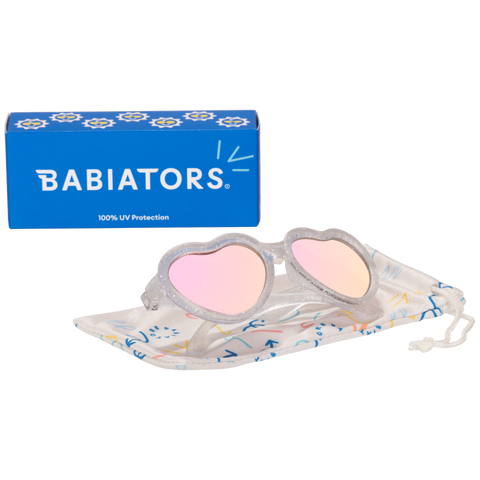 Babiators - Silver Shimmer Hearts with Pink Mirrored Lens