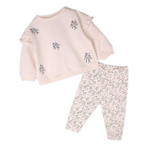 Viverano - Violet Bouquet Baby Sweatshirt & Legging Set -Natural