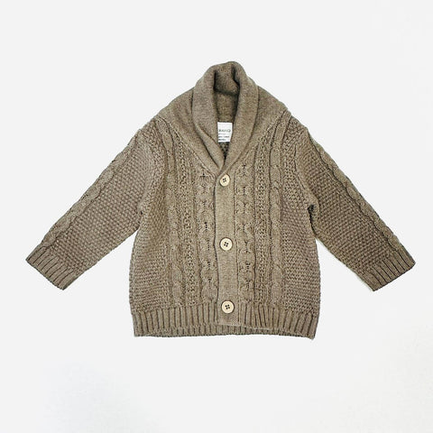 Viverano - Shawl Collar Cable Knit Cardigan - Cocoa Heather