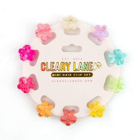 Cleary Lane - Hair Clip Set - Metallic Rainbow Flowers