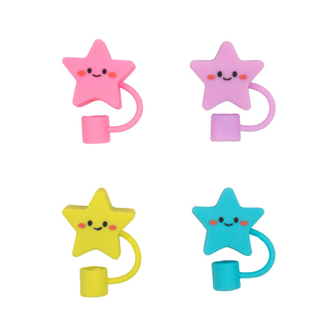 4 Pk Straw Toppers - Stars