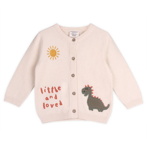 Viverano - Little & Loved Dino Applique Cardigan - Natural
