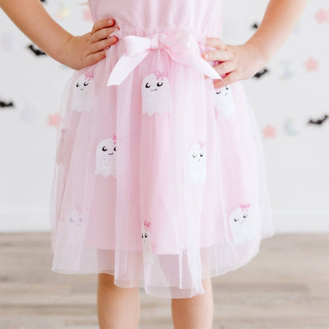 Sweet Wink - Short Sleeve Tutu Dress - Boo Sequin Patch