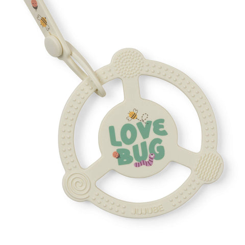 Silicone Teether Ring with Detachable Clip - Love Bug