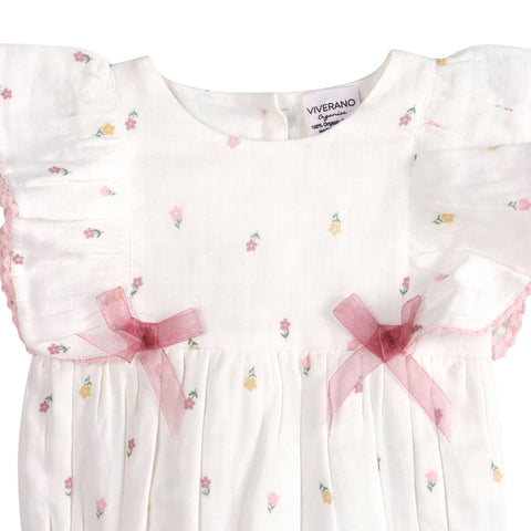 Viverano - Margot Flower Baby Romper + Headband - White