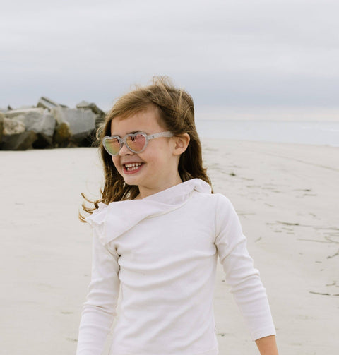 Babiators - Silver Shimmer Hearts with Pink Mirrored Lens
