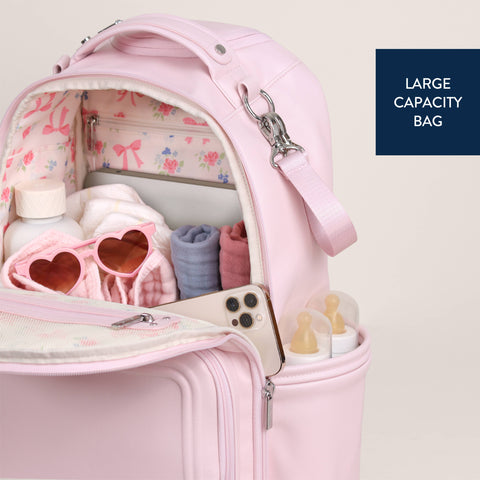 Itzy Ritzy - Backpack Diaper Bag - Ribbons & Roses Boss Plus™