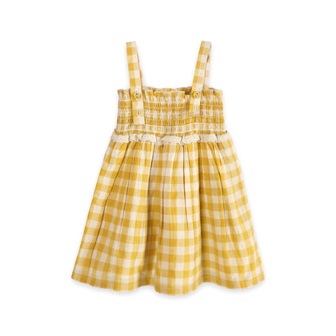 Viverano - Bonnie Smocked Baby Dress + Bloomer - Yellow Gingham