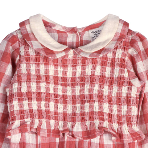 Viverano - Aubrette Gingham Baby Romper & Headband - Cranberry Rust