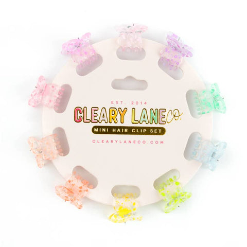 Cleary Lane - Hair Clip Set - Paint Splatter Rainbow Butterflies