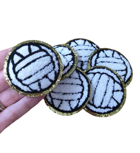 Chenille Glitter Iron On Patch - Volleyball
