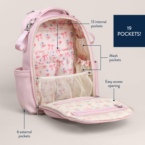 Itzy Ritzy - Backpack Diaper Bag - Ribbons & Roses Boss Plus™