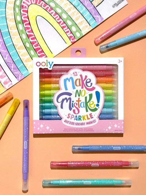 Ooly - Make no Mistake! Glittery Erasable Markers - Set of 12