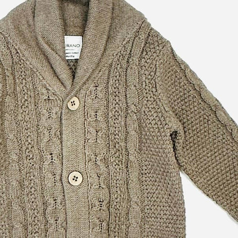 Viverano - Shawl Collar Cable Knit Cardigan - Cocoa Heather