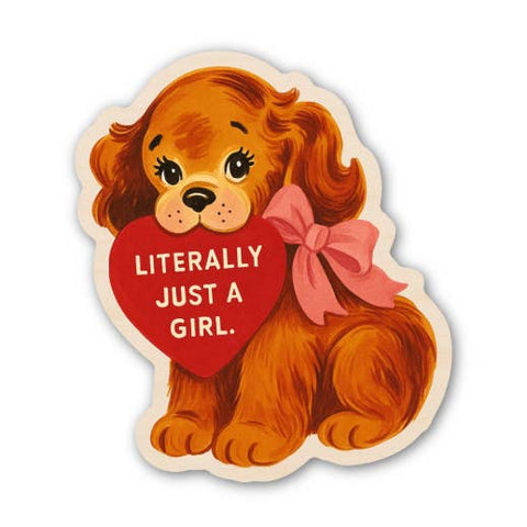 Sticker - Literally Just a Girl Puppy Bow