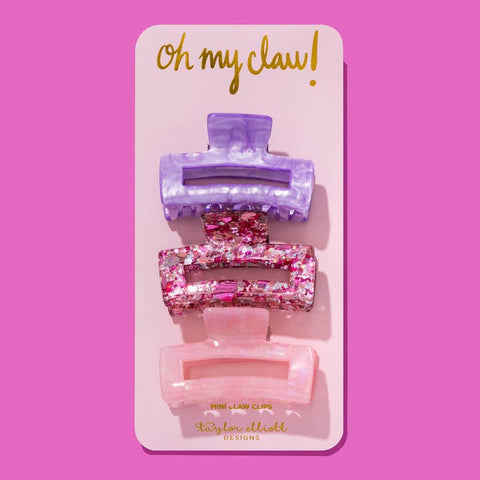 Taylor Elliot Designs - Claw Clip Trio - Pink Confetti