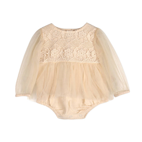 Viverano - Thalia Crochet Lace Tutu Romper & Headband - Vanilla Cream