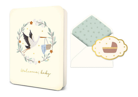 Studio Oh! - Deluxe Greeting Card - Welcome Baby Stork