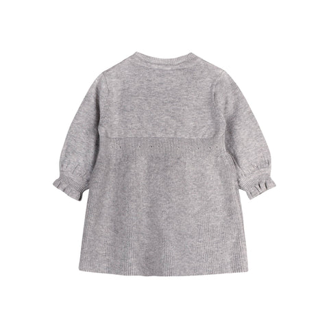 Viverano - Emma Bow Balloon Sleeve Sweater Knit Dress - Heather Grey