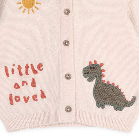 Viverano - Little & Loved Dino Applique Cardigan - Natural