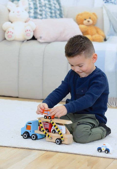 Jasey's Toy Chest - Wooden Off to the Rescue Vehicle Carrier