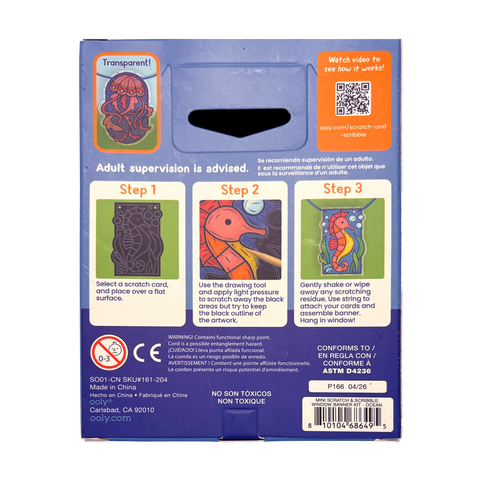Ooly - Mini Scratch & Scribble Window Banner Kit - Ocean