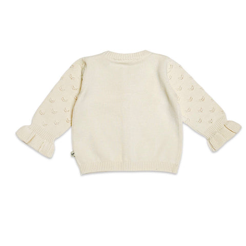 Viverano - Milan Pointelle Knit Ruffle Cardigan - Cream
