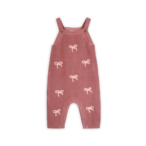 Viverano - Sweet Bow Embroidered Sweater Knit Jumpsuit - Vintage Rose