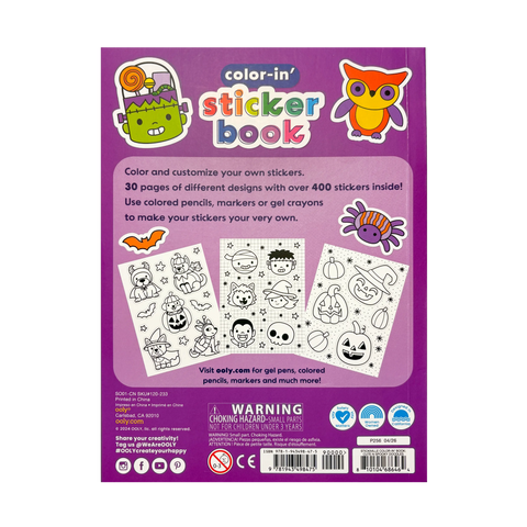 Ooly - Stickiville Color-in' Sticker Book - Cute n Spooky Doodles