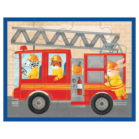Mudpuppy - Pouch Puzzle - Fire Trucks