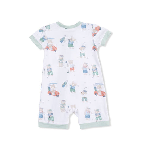 Angel Dear - Shortie 2 Way Zipper Romper - Golfing Teddy Bears