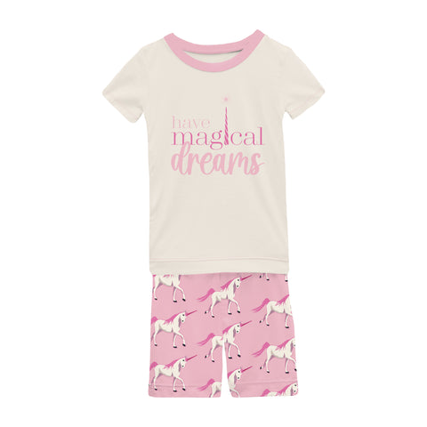 Kickee Pants - Short Sleeve Graphic Pajama Set - Cake Pop Prancing Unicorn