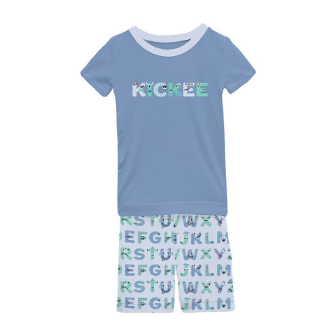 Kickee Pants - Short Sleeve Graphic Pajama Set - Dew ABC Monsters