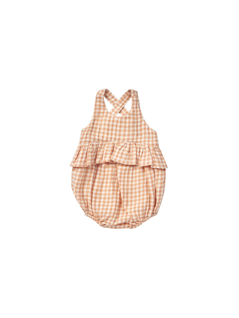 Quincy Mae - Penny Romper - Melon Gingham